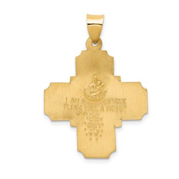 14K Gold Satin Hollow 4-Way Jerusalem Medal Cross Pendant 3