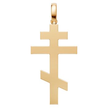 18K Gold Eastern Orthodox Cross Pendant for Men 2