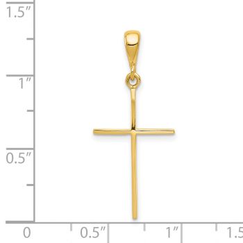 14K Gold Slim Tapered Cross Pendant 3