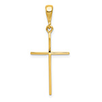 14K Gold Slim Tapered Cross Pendant