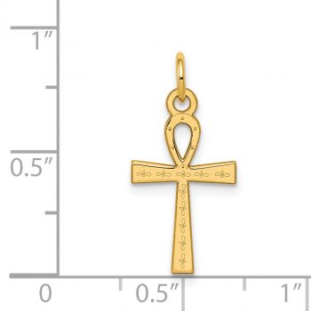 Small Ankh Cross Charm Pendant in 14K Solid Gold 3