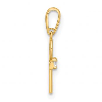 Small CZ Ankh Cross Charm Pendant in 14K Gold 2