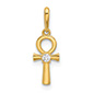 Small CZ Ankh Cross Charm Pendant in 14K Gold