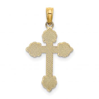 Small 14K Gold Engraved Scrollwork Cross Pendant 3