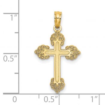 Small 14K Gold Engraved Scrollwork Cross Pendant 4