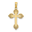 Small 14K Gold Engraved Scrollwork Cross Pendant