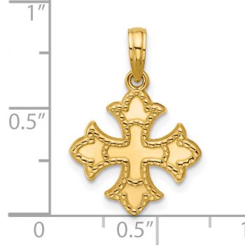Small Fleur-de-Lis Templar Cross Pendant in 14K Gold 4