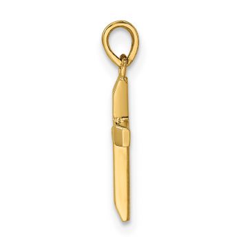 Women's Small Bevel-Edged Cross Pendant in 14K Gold 2