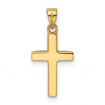 Women's Small Bevel-Edged Cross Pendant in 14K Gold 3