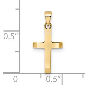 Women's Small Bevel-Edged Cross Pendant in 14K Gold 4
