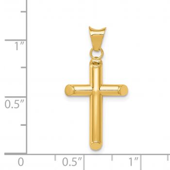 Small 14K Gold Tube Cross Pendant for Men 3