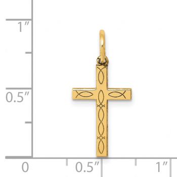 Small Ichthus Cross Charm Pendant in 14K Solid Gold 3