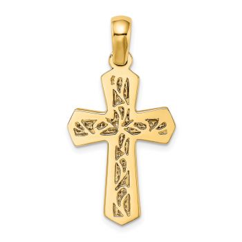 Small 14K Two-Tone Gold Layered Shield Cross Pendant 3