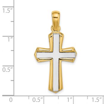 Small 14K Two-Tone Gold Layered Shield Cross Pendant 4