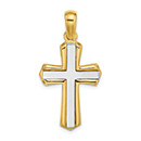 Small 14K Two-Tone Gold Layered Shield Cross Pendant