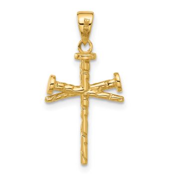 Small Nails Cross Pendant in 14K Solid Gold 3