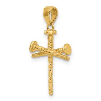 Small Nails Cross Pendant in 14K Solid Gold 4