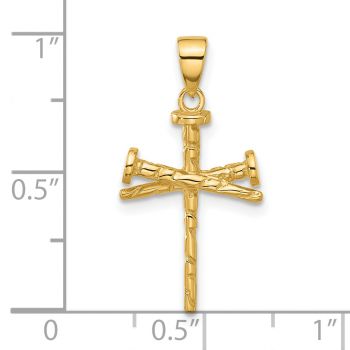 Small Nails Cross Pendant in 14K Solid Gold 5
