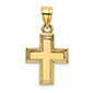 Tiny 14K Gold Textured Border Cross Charm Pendant