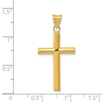 Small Thick Tube Cross Pendant in 14K Gold 3