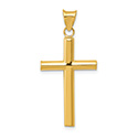 Small Thick Tube Cross Pendant in 14K Gold