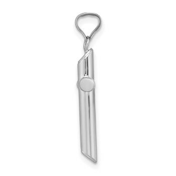 14K White Gold Women's Tube Cross Pendant 2