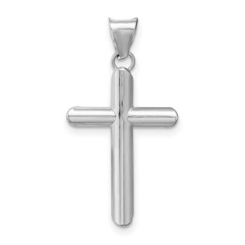 14K White Gold Women's Tube Cross Pendant 3