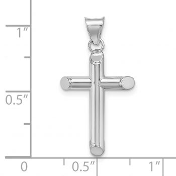 14K White Gold Women's Tube Cross Pendant 4