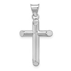 14K White Gold Women's Tube Cross Pendant