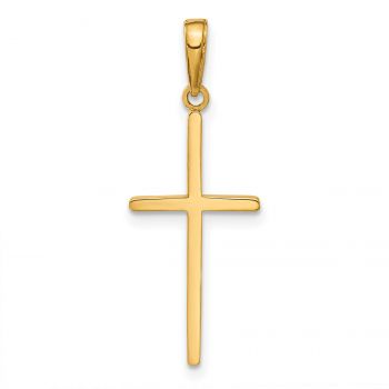 Solid Thin Rounded Cross Pendant in 14K Gold 3