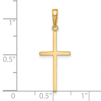 Solid Thin Rounded Cross Pendant in 14K Gold 4