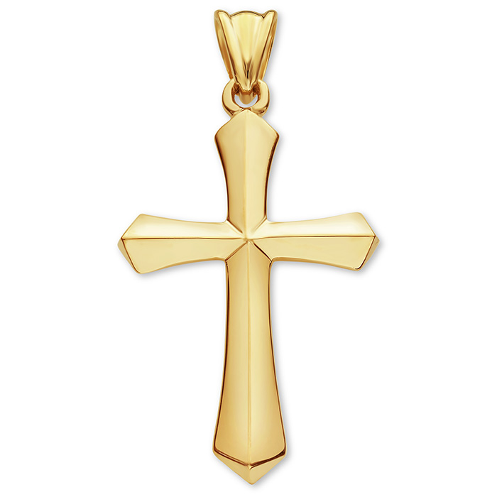 14K Fully Solid Sword of the Spirit Cross Pendant Necklace
