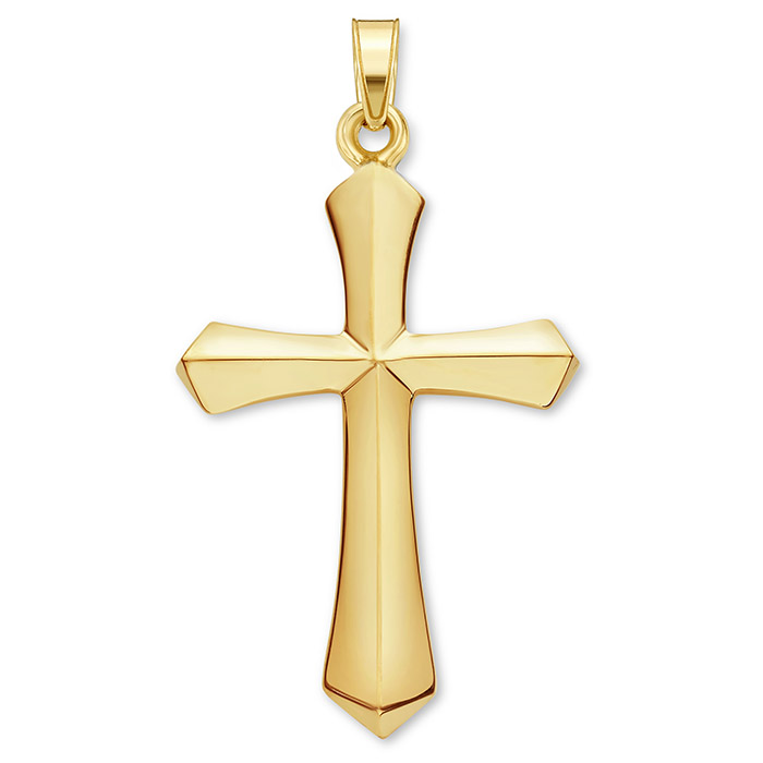 14K Solid Gold Sword of the Spirit Cross Pendant