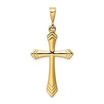 14K Gold Sword of the Spirit Trinity Cross Pendant
