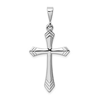 Sword of God Trinity Cross Pendant in 14K White Gold