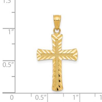 Textured Diamond-Cut Cross Pendant in 14K Gold 3