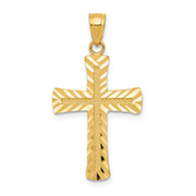 Textured Diamond-Cut Cross Pendant in 14K Gold