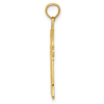 Textured Fleur de Lis Cross Pendant in 14K Gold 2
