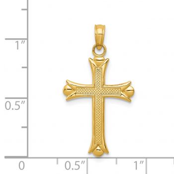 Textured Fleur de Lis Cross Pendant in 14K Gold 3