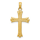 Textured Fleur de Lis Cross Pendant in 14K Gold