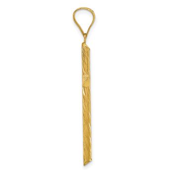 14K Gold Textured Tube Cross Pendant for Men 2