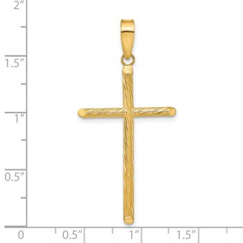 14K Gold Textured Tube Cross Pendant for Men 4