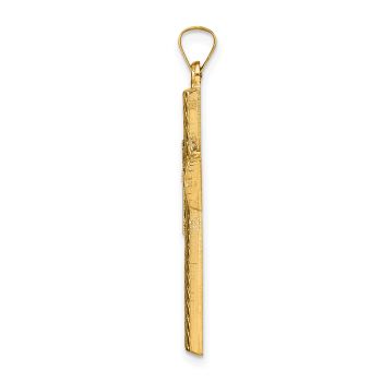 14K Two-Tone Gold Textured Woven Cross within Cross Pendant 2