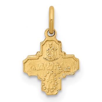 Tiny 4-Way Medal Cross Charm Pendant in 14K Gold 3