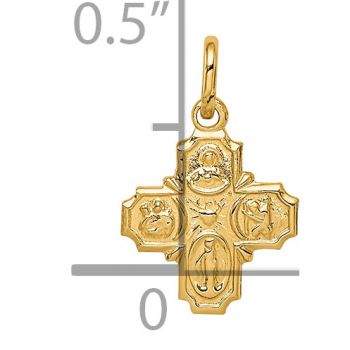 Tiny 4-Way Medal Cross Charm Pendant in 14K Gold 4