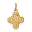 Tiny 4-Way Medal Cross Charm Pendant in 14K Gold