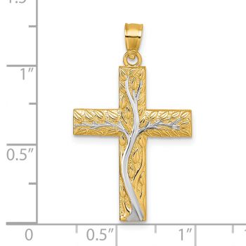 Tree of Life 14K Two-Tone Gold Cross Pendant 4