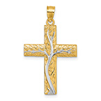 Tree of Life 14K Two-Tone Gold Cross Pendant