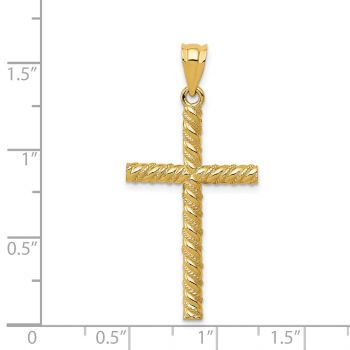 14K Gold Twisted Cross Pendant 4