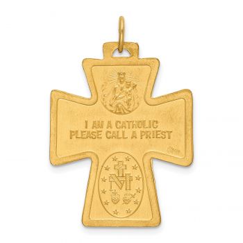 Large Unique 14K Gold Satin 4-Way Jerusalem Cross Pendant 3